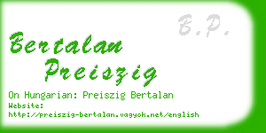 bertalan preiszig business card